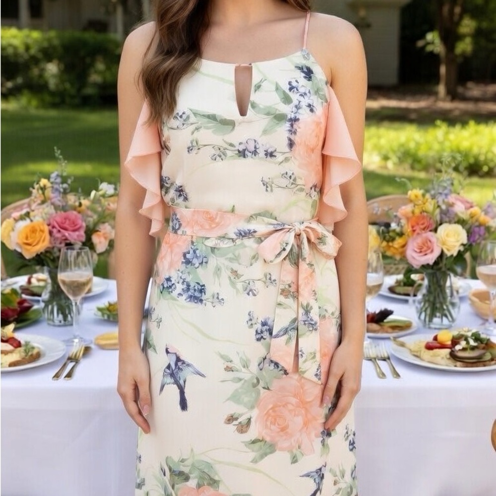Dorothy Perkins Cream Maxi Dress with Peach Floral Print
